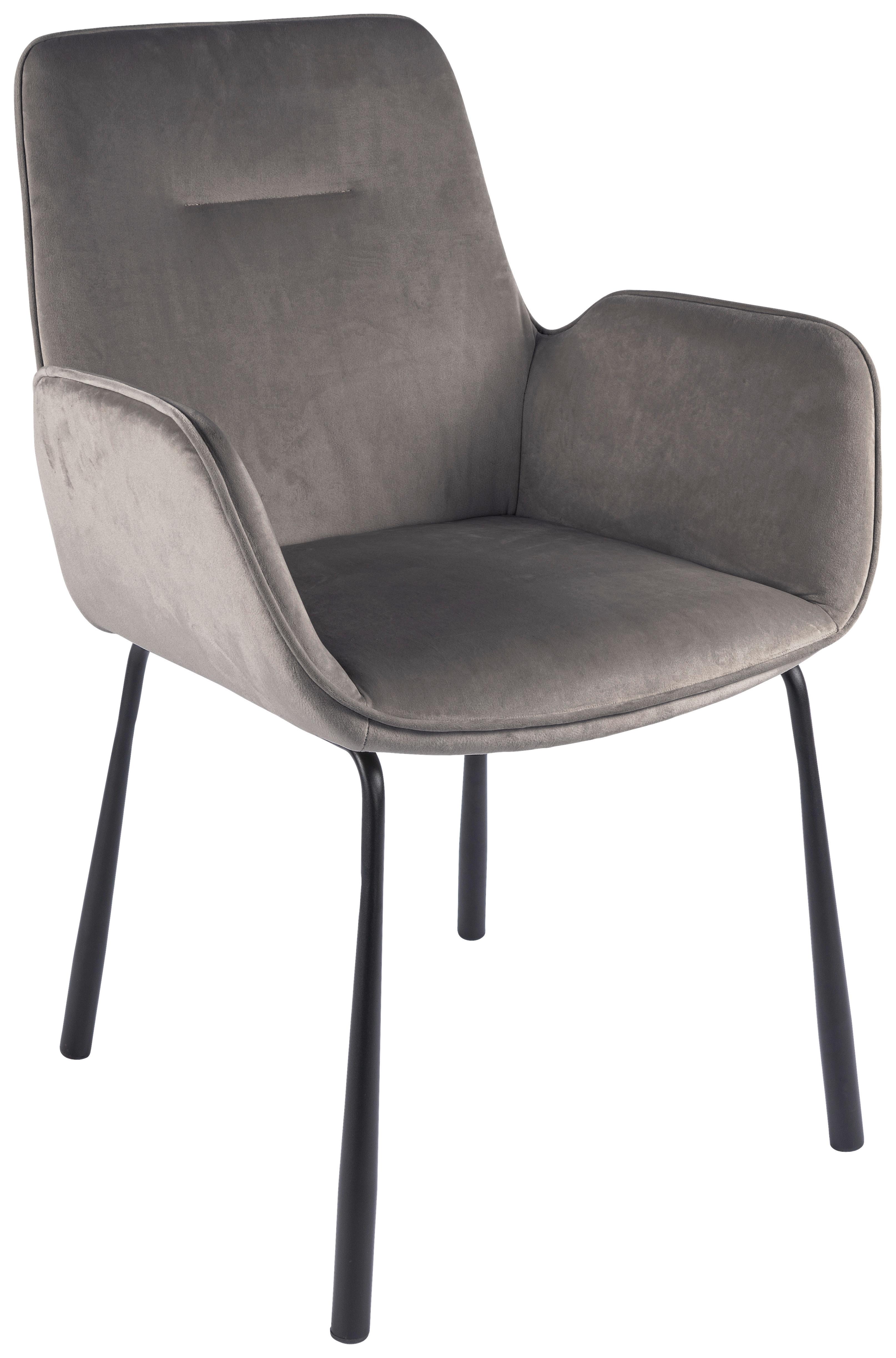 Armlehnstuhl Eliot 125 - Schwarz/Grau, MODERN, Textil/Metall (57/87/58,5cm) - Kayoom