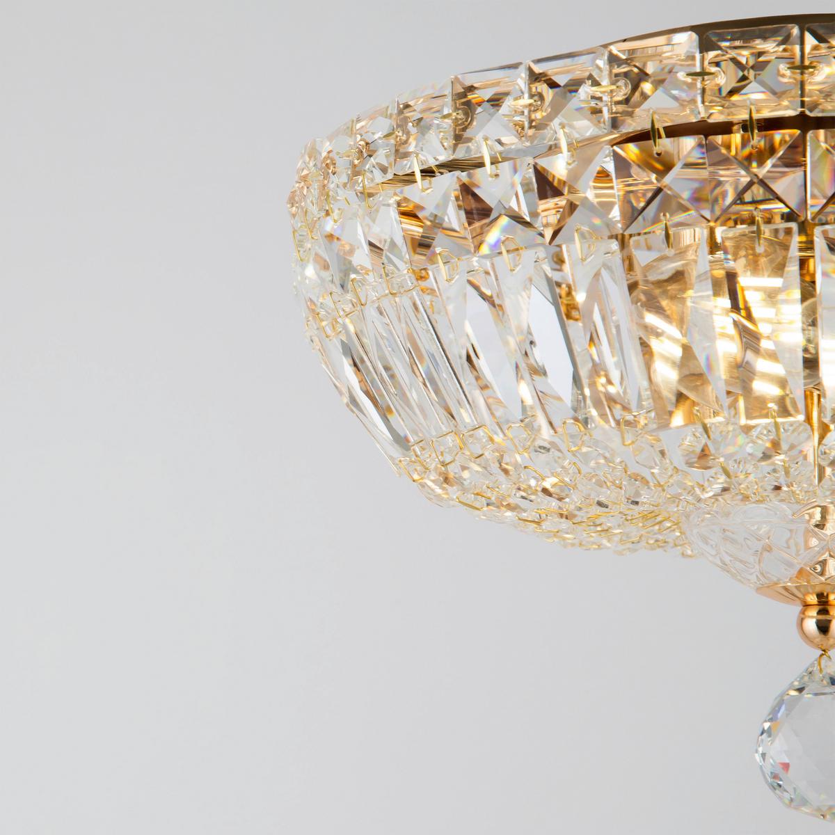 Kronleuchter Basfor 3xe14, Goldfarben Kristallglas - Goldfarben, Trend, Glas/Metall (30/18/30cm) - MAYTONI