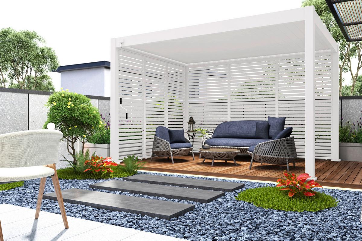 Pergola-Seitenteil 123x10 cm Weiß Aluminium - Weiß, Basics, Metall (123/235/10cm) - WEIDE