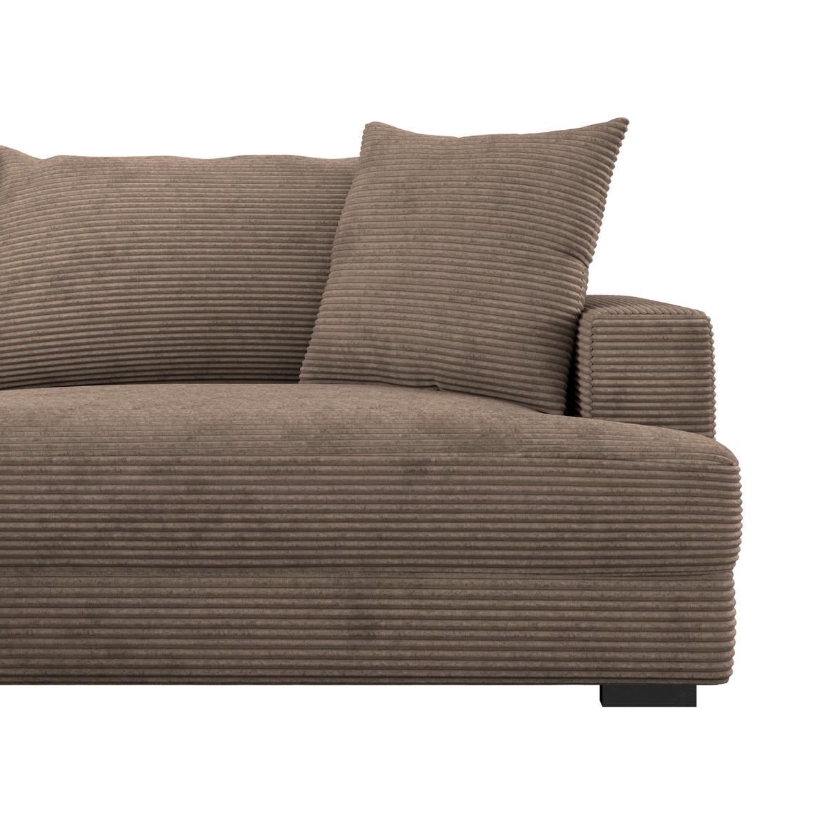 Ecksofa Pelle m. Kissen beigebraun Cord 180x265cm - Beigebraun/Schwarz, MODERN, Textil (180/265cm)