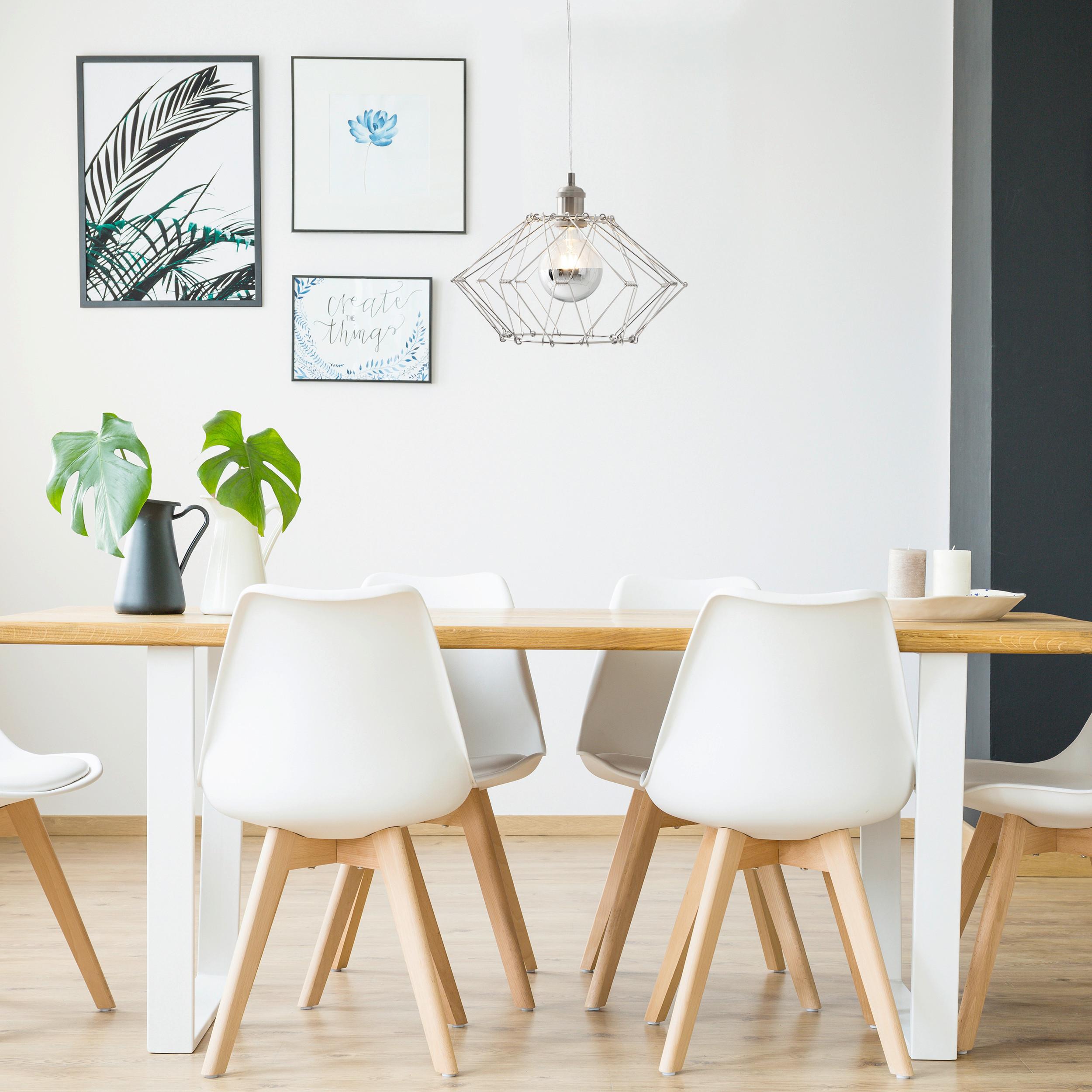 Hängeleuchte Fyn H: 100 cm 1-Flammig, Silberfarben - Silberfarben, Design, Metall (40/100cm) - Näve