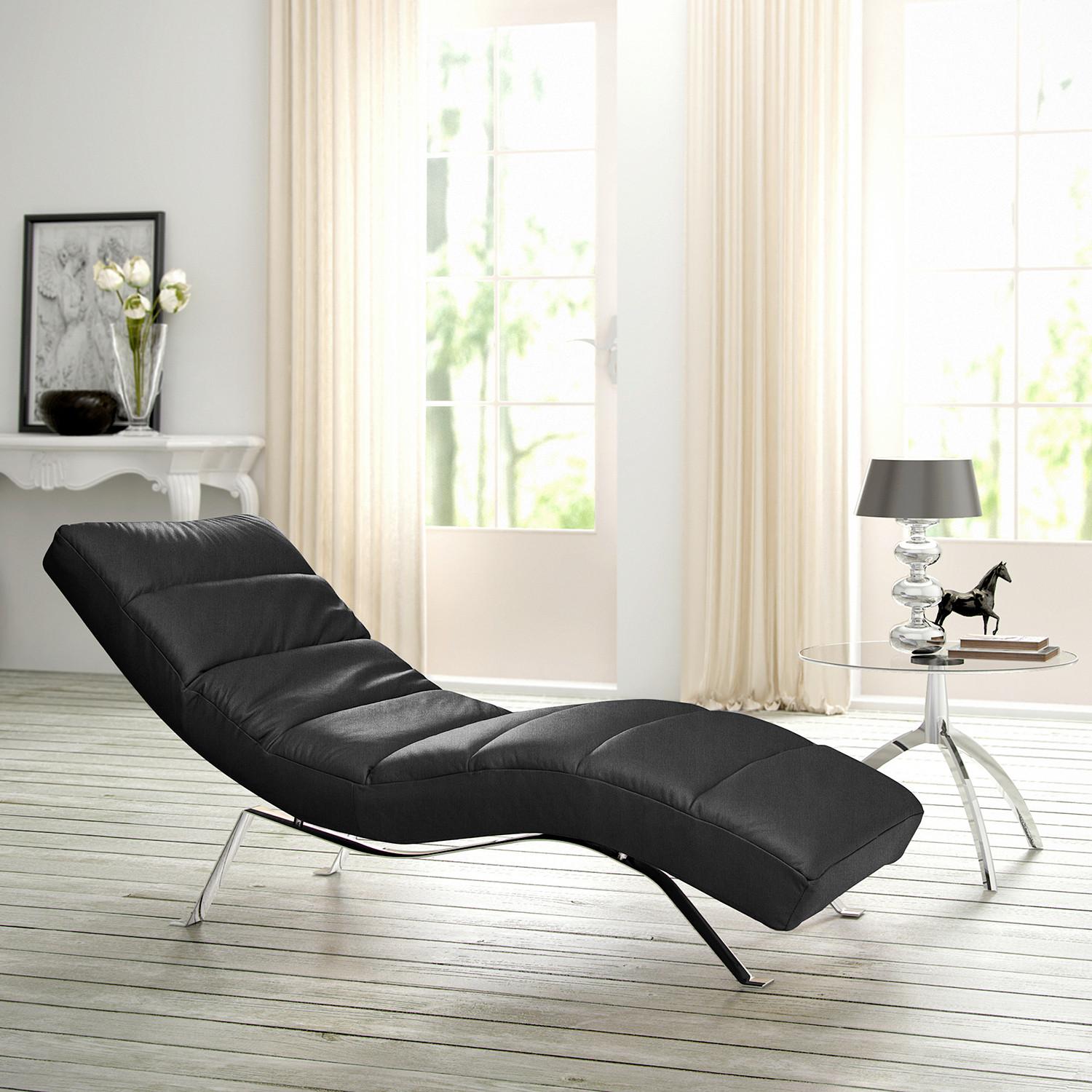 Relaxliege Swing Silver Schwarz B: 65 cm - Silberfarben/Schwarz, Design, Leder (65/65-95/171cm) - Livetastic