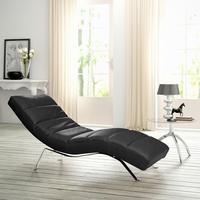 Relaxliege Swing Silver Schwarz B: 65 cm - Silberfarben/Schwarz, Design, Leder (65/65-95/171cm) - Livetastic