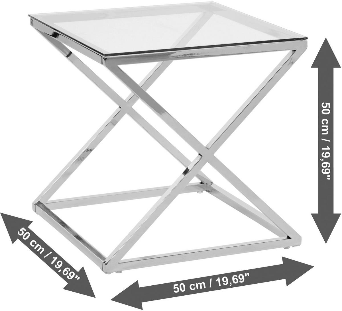 Beistelltisch Xtra By Side - Chromfarben, MODERN, Glas/Metall (50/50/50cm) - Livetastic