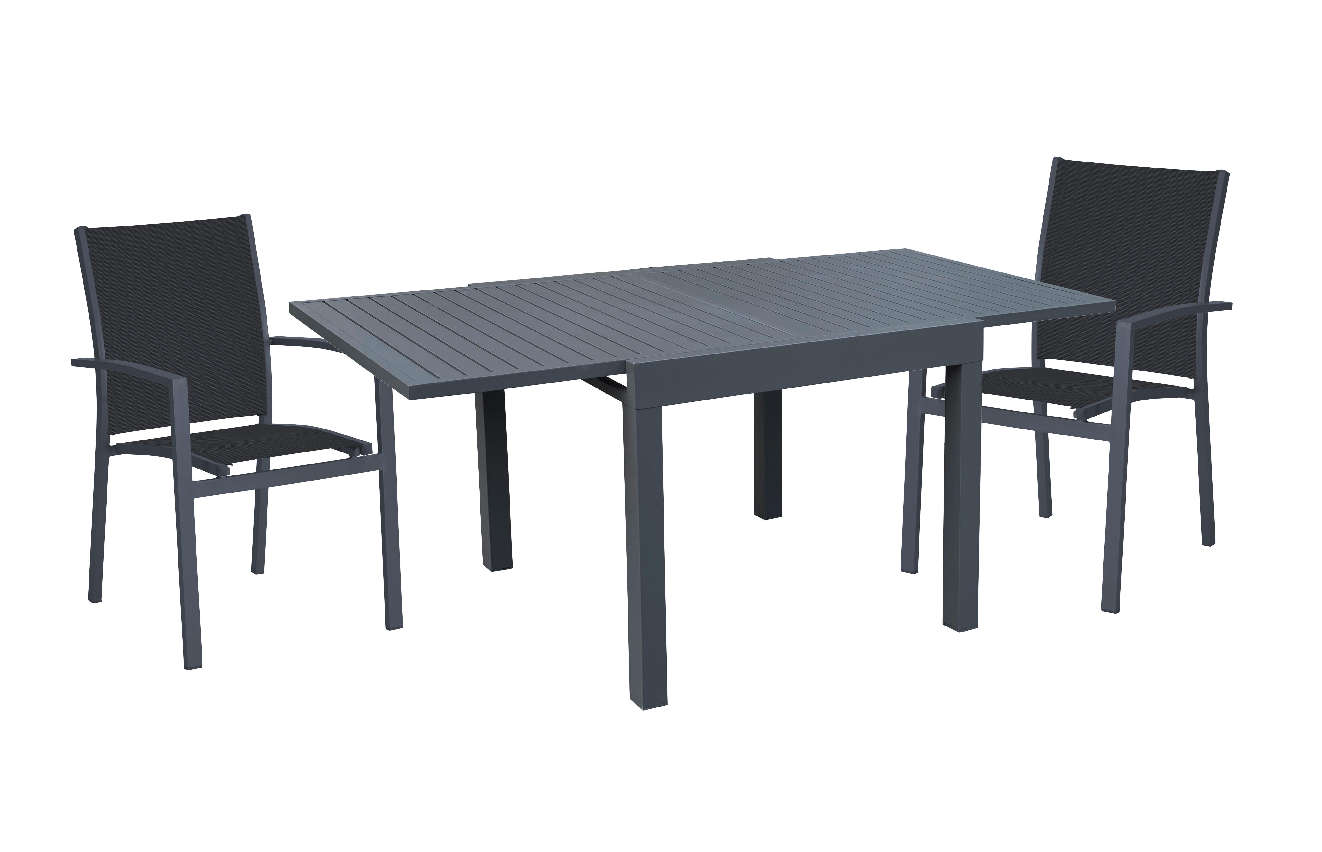 Gartenmöbel Set 3-Tlg. Elena Metall/Kunststoff - Dunkelgrau, Basics, Kunststoff/Metall (61/89/56,5cm) - Gardenson