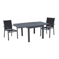 Gartenmöbel Set 3-tlg. Elena Metall/kunststoff - Dunkelgrau, Basics, Kunststoff/Metall (61/89/56,5cm) - Gardenson