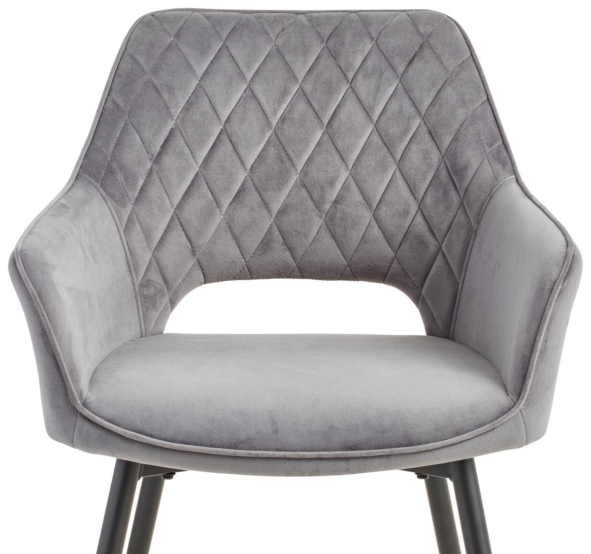 Armlehnstuhl-set 2er Genua Dunkelgrau Gepolstert - Dunkelgrau/Schwarz, KONVENTIONELL, Holz/Textil (56/80,5/56cm) - MID.YOU