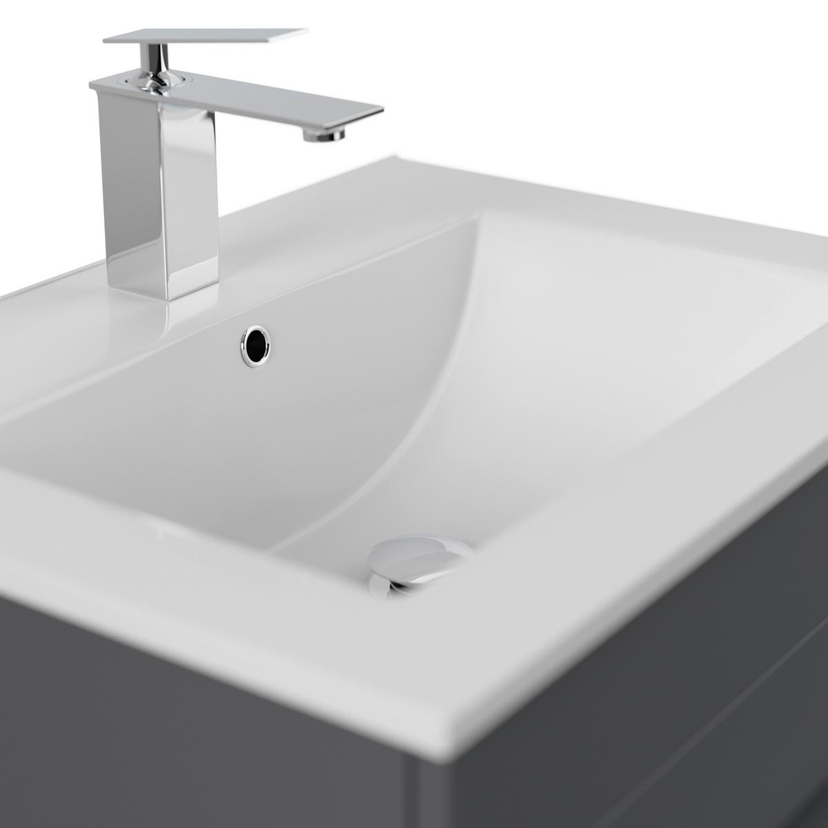 Waschtischkombi Apollo Graphitfarben B: 61,5 cm - Graphitfarben/Weiß, Basics, Keramik/Holzwerkstoff (61,5/56/46,5cm) - MID.YOU