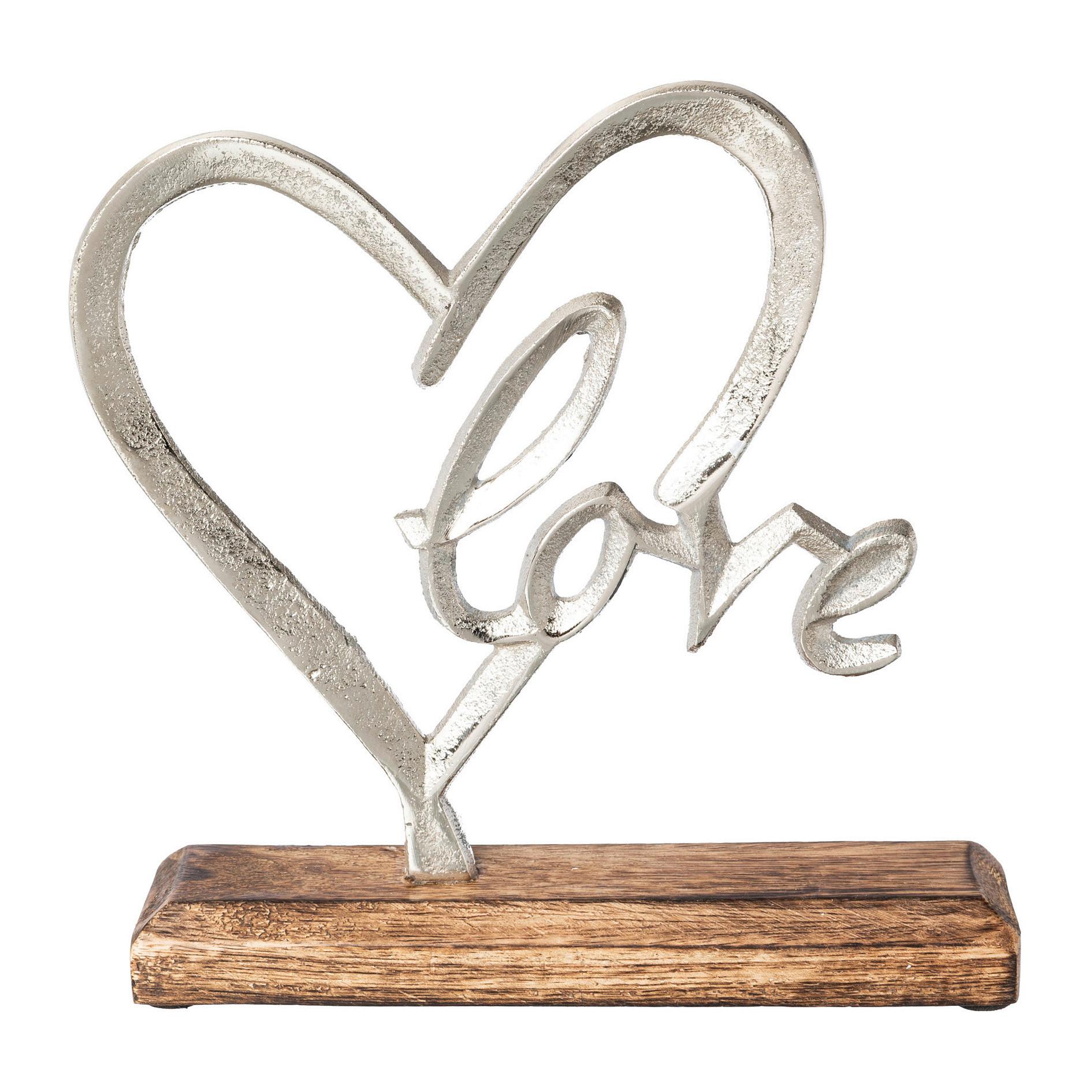 Dekoherz Gloria B/H/T: ca. 21/18/5 cm - Silberfarben, Basics, Holz/Metall (21/18/5cm)