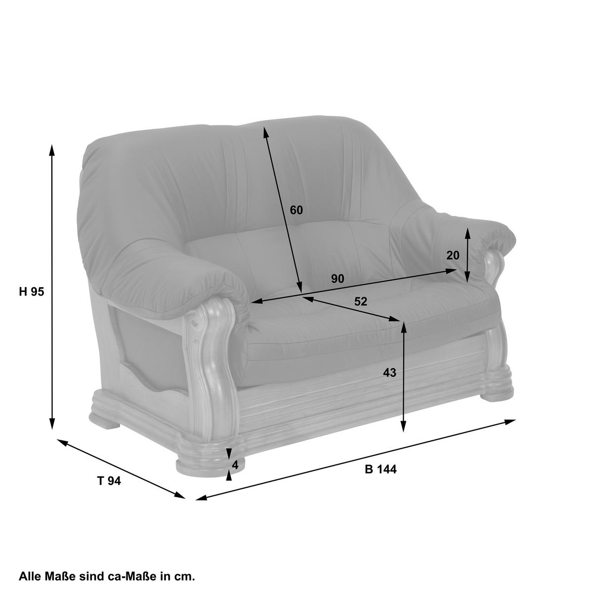 2-sitzer-sofa Arkansas Braun Echtleder - Eichefarben/Braun, KONVENTIONELL, Leder/Holz (144/95/94cm) - Max Winzer
