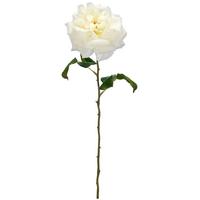 Gartenrose weiß/Grün, ca. 55cm - Weiß/Braun, Basics, Kunststoff (55cm)