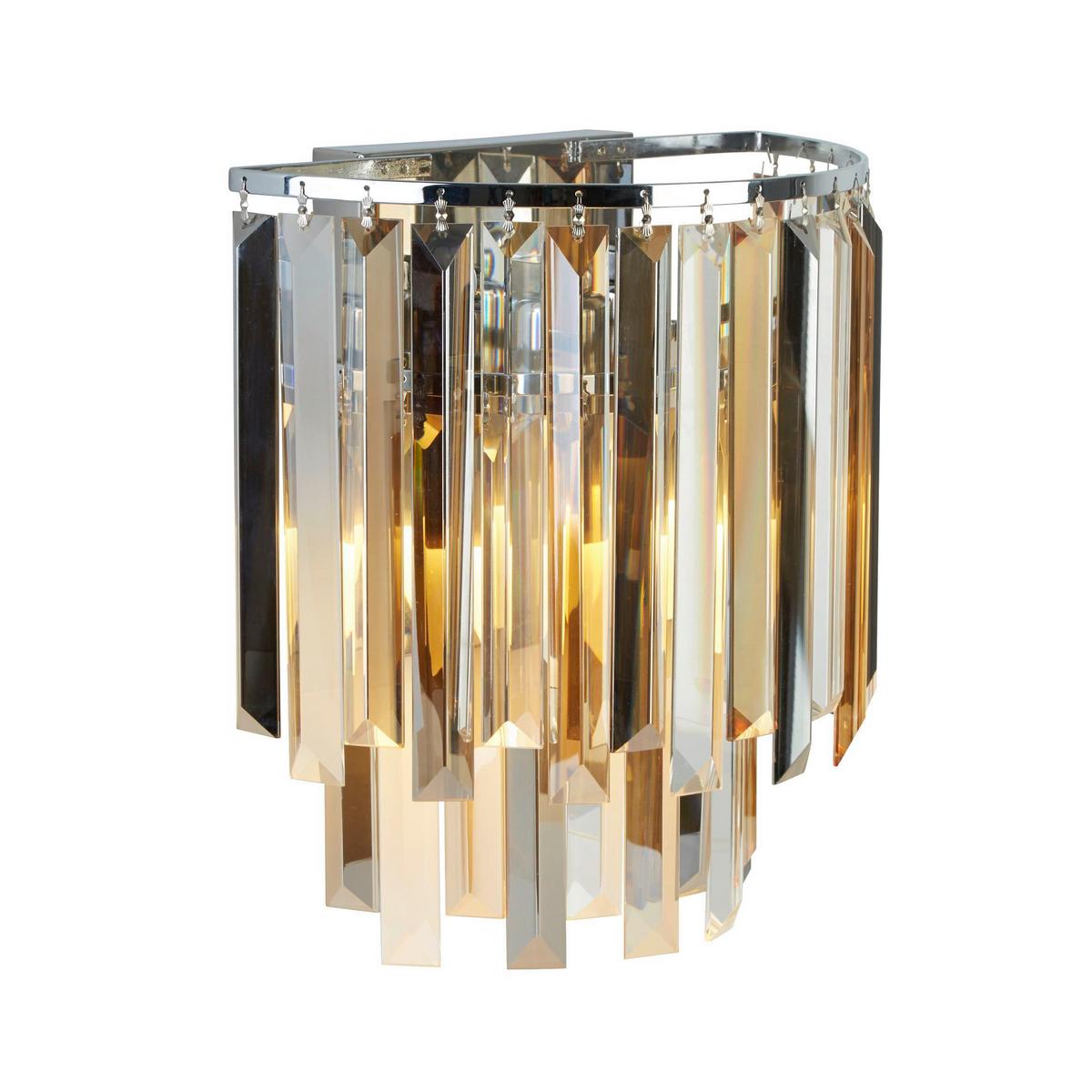 Wandleuchte 9832-2cc Clarissa 2lt - Klar/Bernsteinfarben, Basics, Glas/Metall (29/28/28cm)