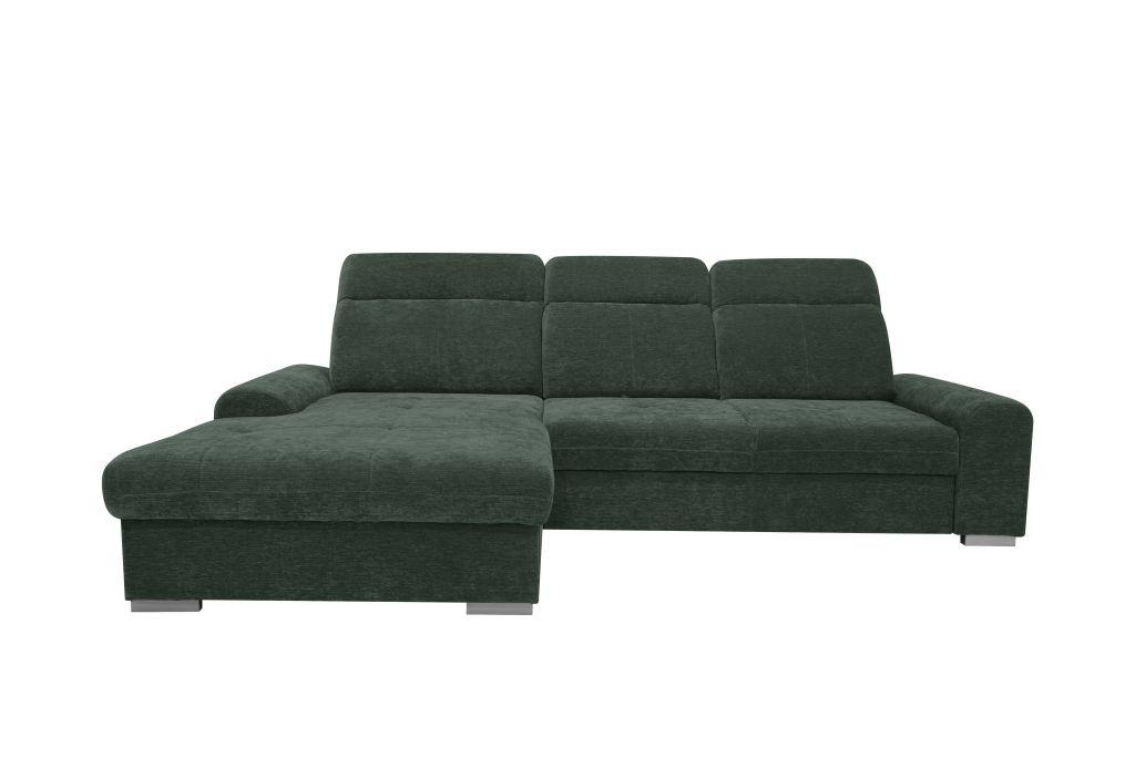 Rohová sedačka MALAGA, ľavá, lesná zelená ženilka - lesná zelená/chrómová, Konventionell, kov/drevo (203/286cm) - Ondega