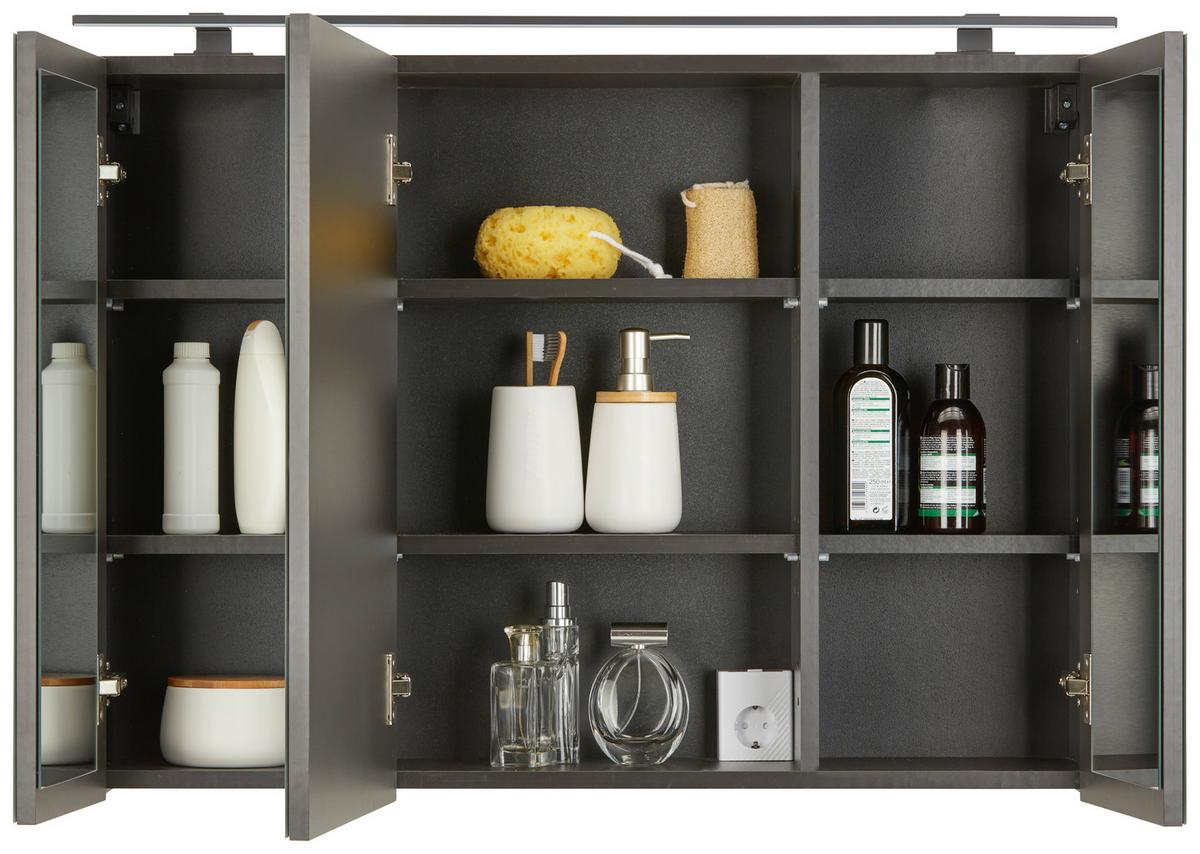 Zrcadlová skříňka TIMBER -EXKLUSIV- - Moderní, kov/kompozitní dřevo (90/65/20cm) - Premium Living