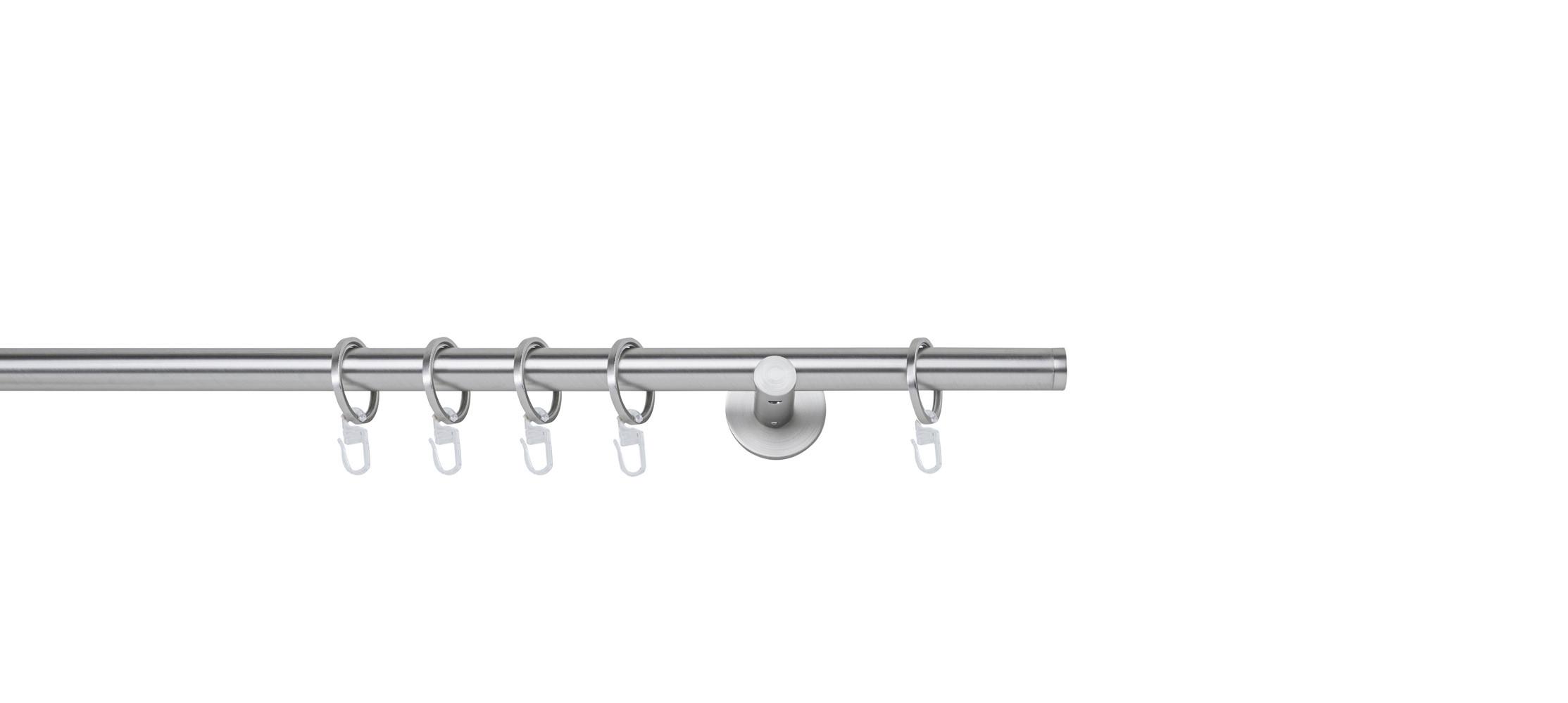 Rundstangengarnitur Edelstahlfarben L: 220 cm - Edelstahlfarben, Basics, Metall (220cm)