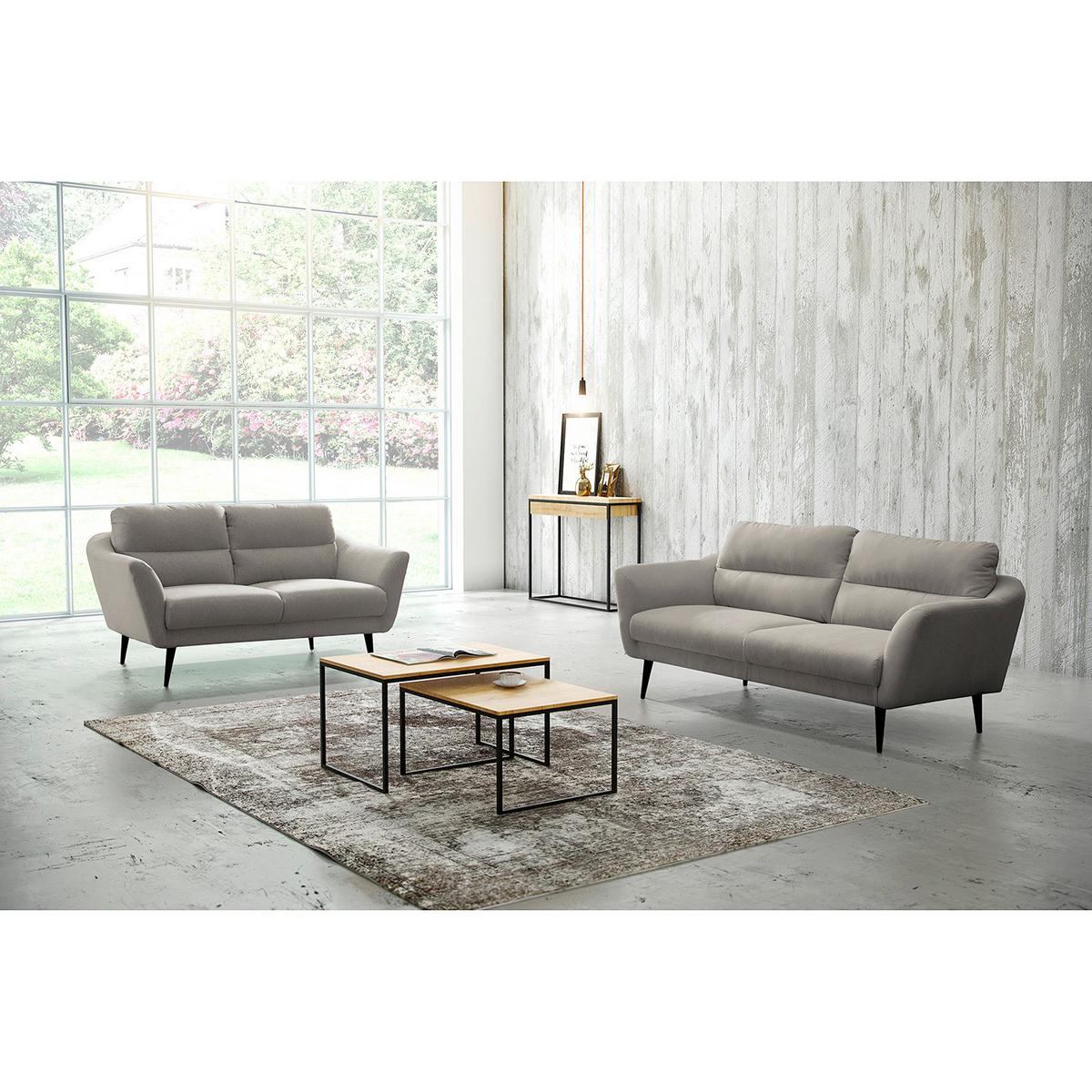 2,5-Sitzer Tromso Grau B: 187 cm - Schwarz/Grau, Design, Textil (187/87/88cm) - Livetastic