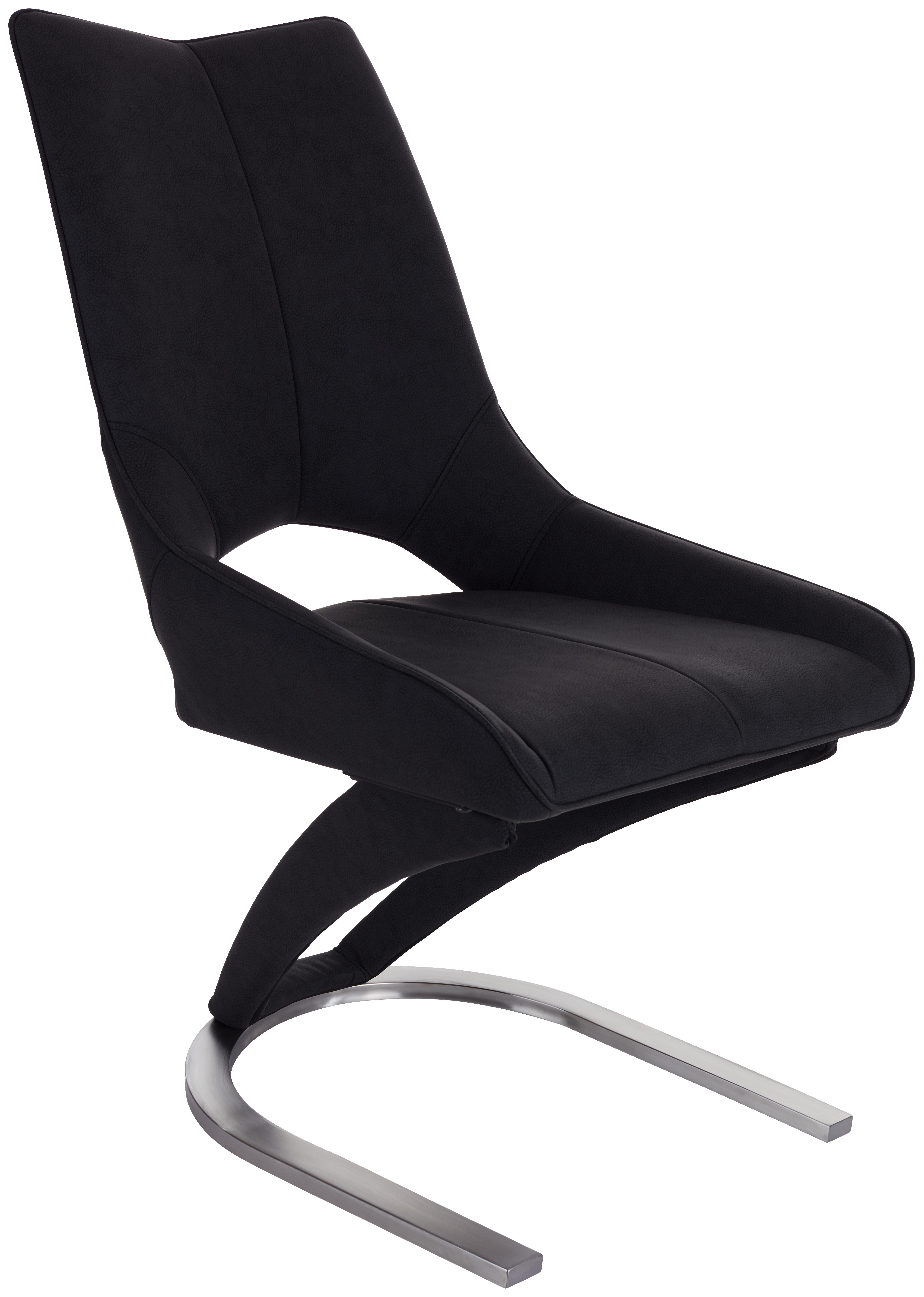 Schwingstuhl Sebastiano - Edelstahlfarben/Schwarz, MODERN, Textil/Metall (51/92,5/61cm)