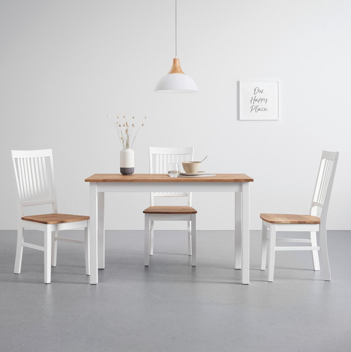 Jídelní stůl ANTALIA bílý 120x60 cm - bílá/přírodní barvy, Moderní, dřevo (120/60/75cm) - Bessagi Home