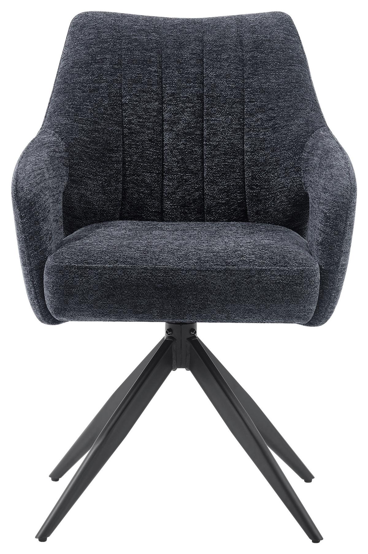 Armlehnstuhl Flow Grau/Schwarz B: 57,5 cm - Schwarz/Grau, MODERN, Holz/Textil (57,5/85/62cm) - Livetastic