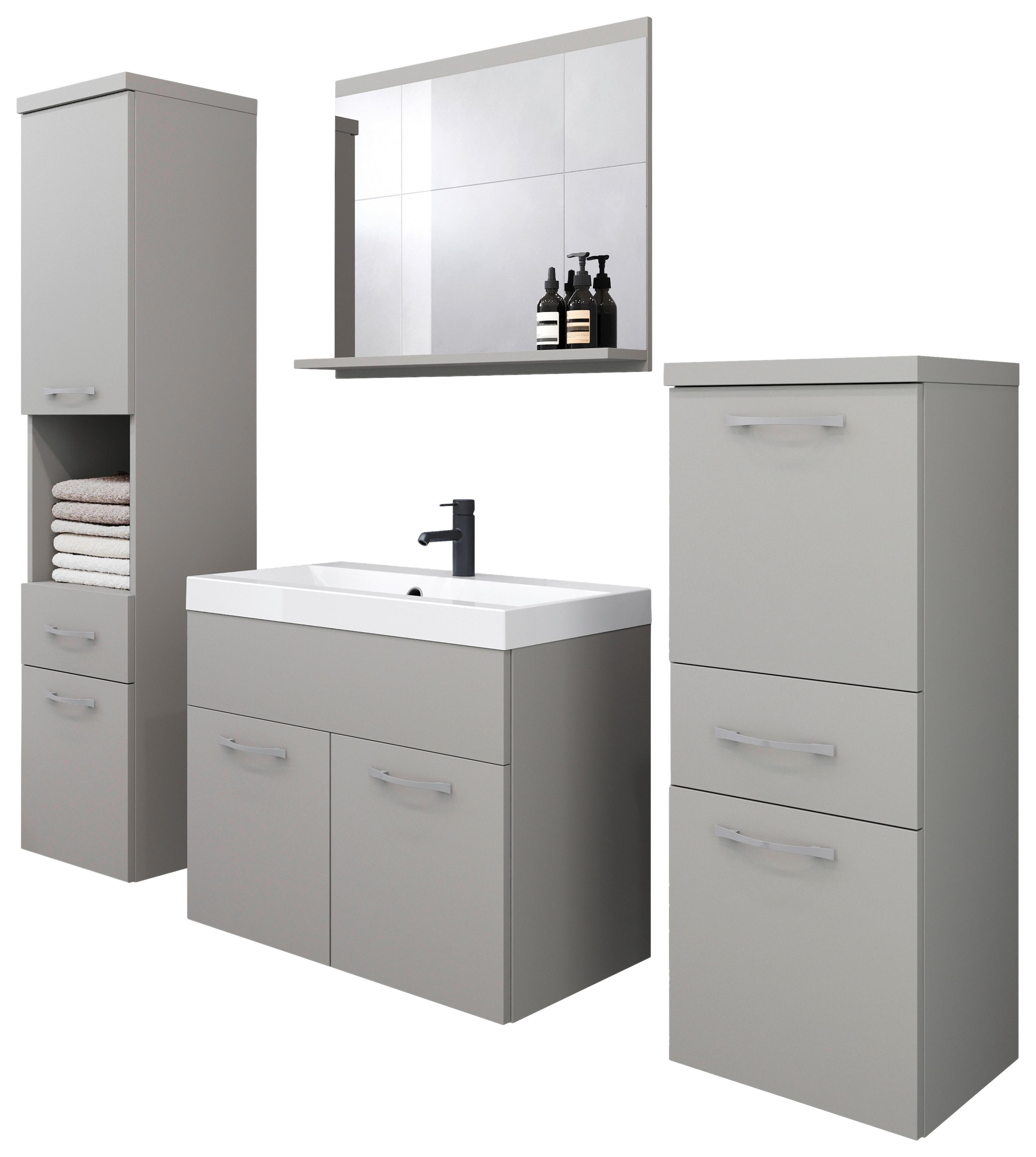 Badezimmer Albapallad 5-Teilig Hellgrau B: 120 cm - Hellgrau/Weiß, LIFESTYLE, Keramik/Holzwerkstoff (120/132,8/30,2cm) - P & B