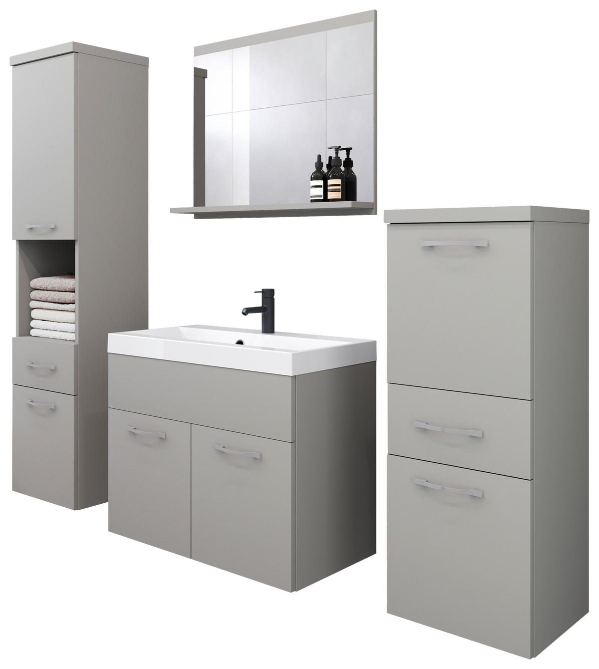 Badezimmer Albapallad 5-Teilig Hellgrau B: 120 cm - Hellgrau/Weiß, LIFESTYLE, Keramik/Holzwerkstoff (120/132,8/30,2cm) - P & B