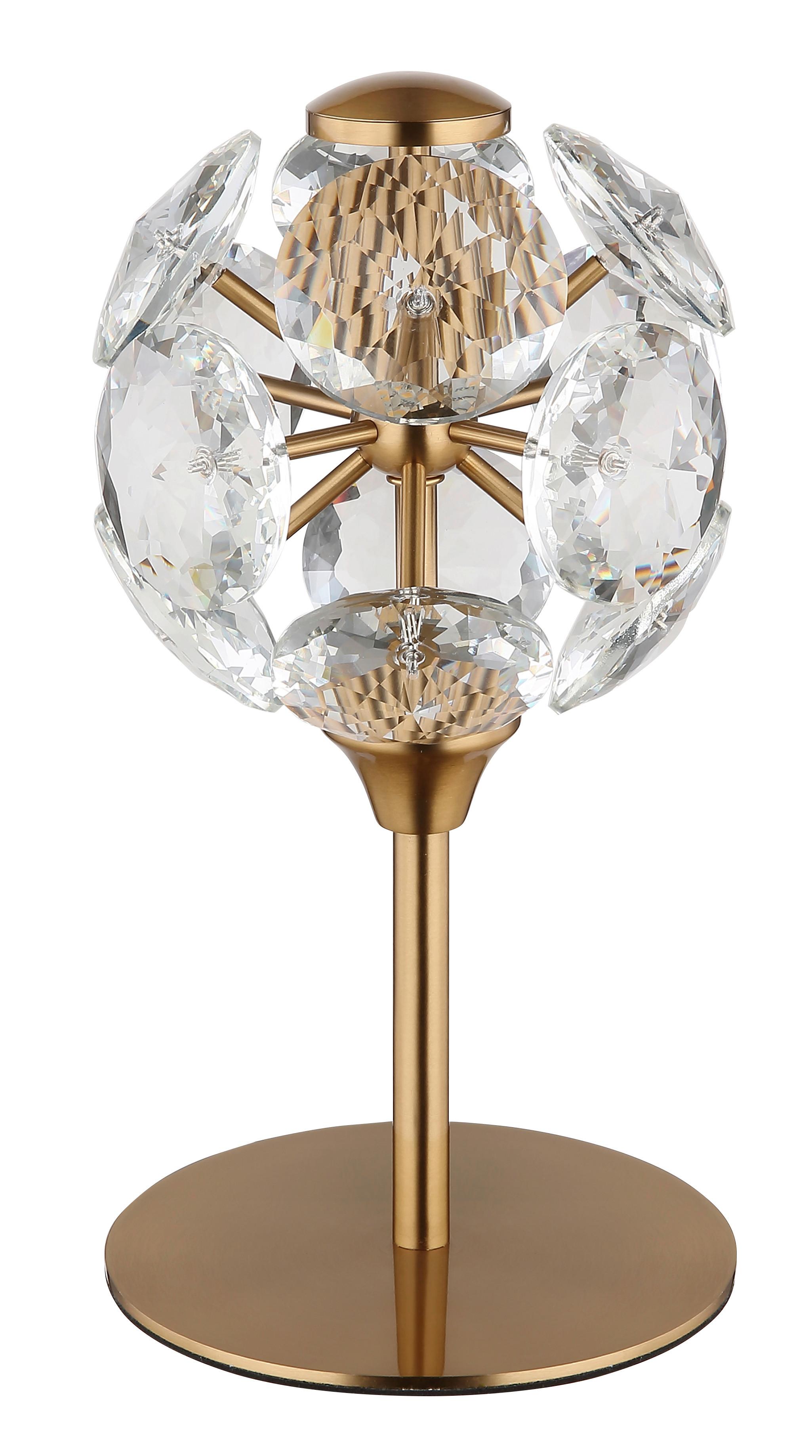 LED-Tischleuchte Virina Klar Schwarz Goldfarben D:15cm - Klar/Goldfarben, KONVENTIONELL, Glas/Kunststoff (15/26,5cm) - Globo