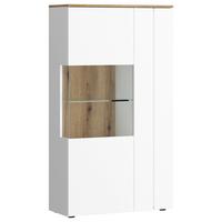 Highboard Dalano Weiß/Eichefarben B: 77,7 cm - Eichefarben/Schwarz, Trend, Glas/Holzwerkstoff (77,7/144,2/37,2cm) - MID.YOU