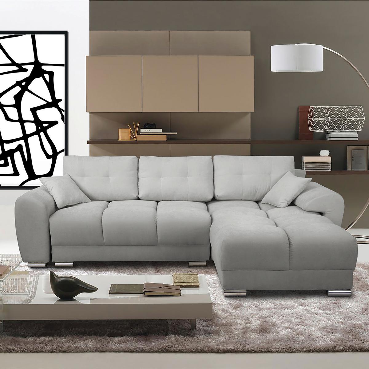 Ecksofa Azzuro Grau S: 256x175 Cm - Silberfarben/Grau, Design, Textil (256/175cm) - Livetastic