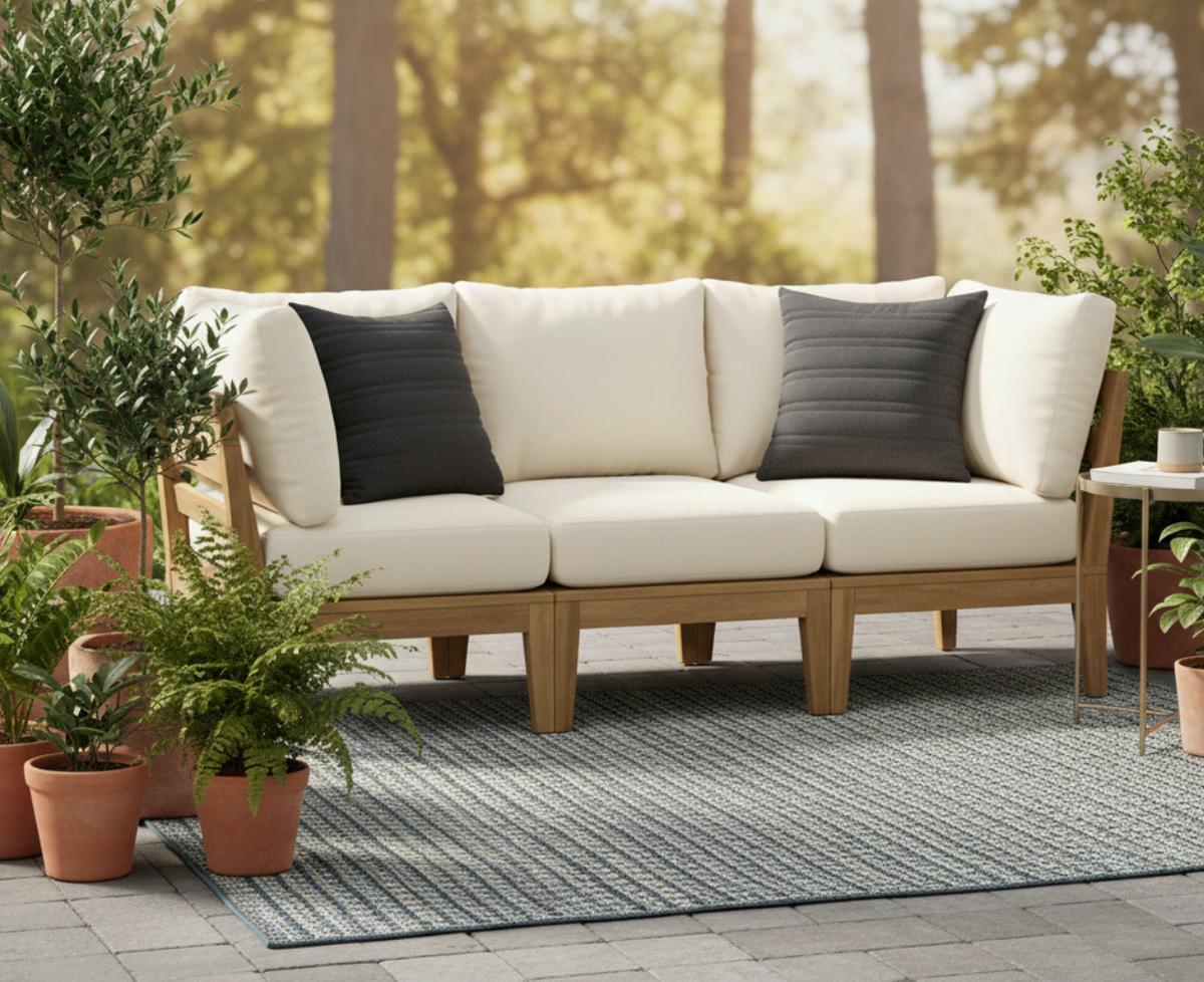 OUTDOOR-KISSEN LINE - Grau, MODERN, Textil (45/45cm) - Gardenson