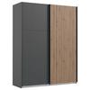 Schwebetürenschrank B: 200 cm Andorra Eiche/Graphitfarben - Eichefarben/Graphitfarben, KONVENTIONELL, Holzwerkstoff (200/218/65cm) - MID.YOU