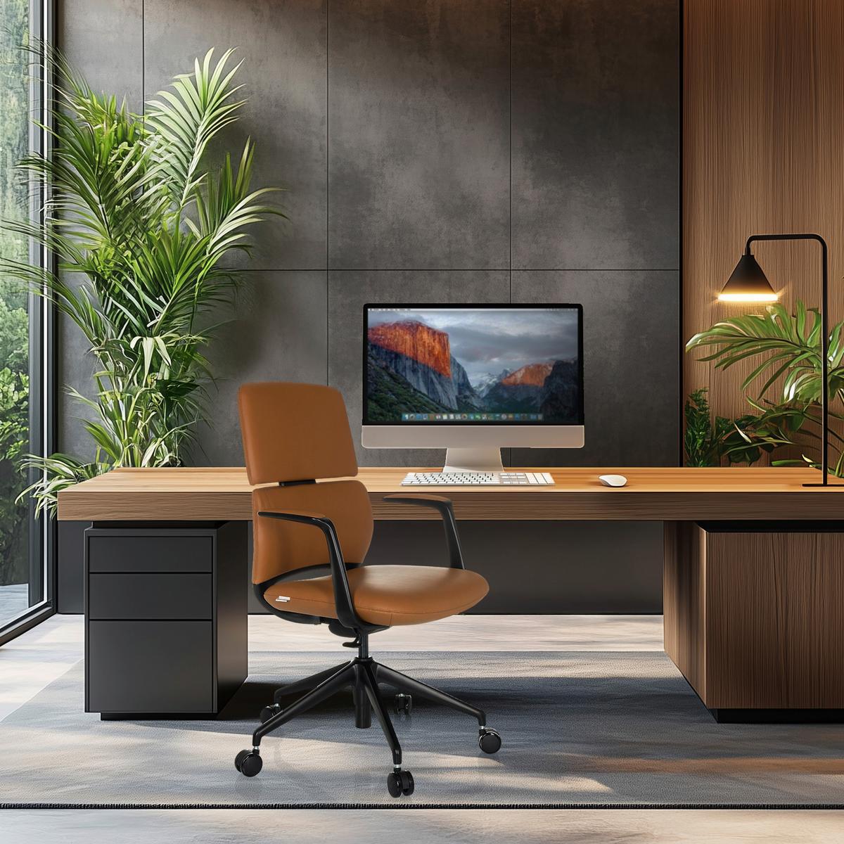 Drehstuhl Camel B: 62 cm - Schwarz, MODERN, Leder/Kunststoff (62/98-108/60cm) - MID.YOU