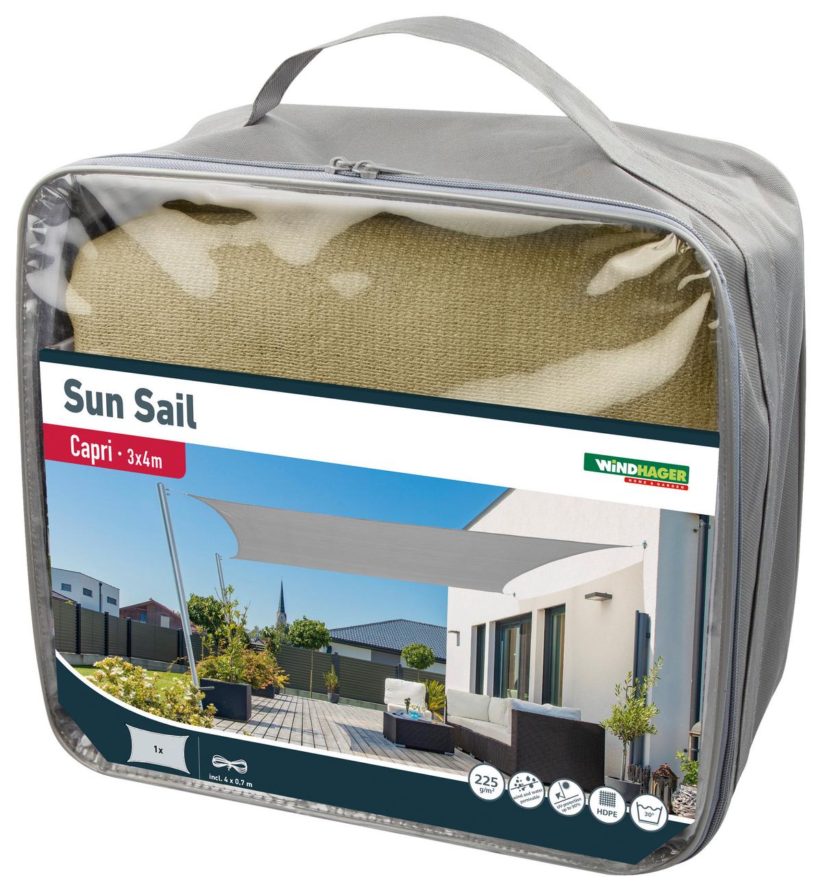 Sonnensegel Rechteck 3x4 m - Champagner, Basics (300/400cm)