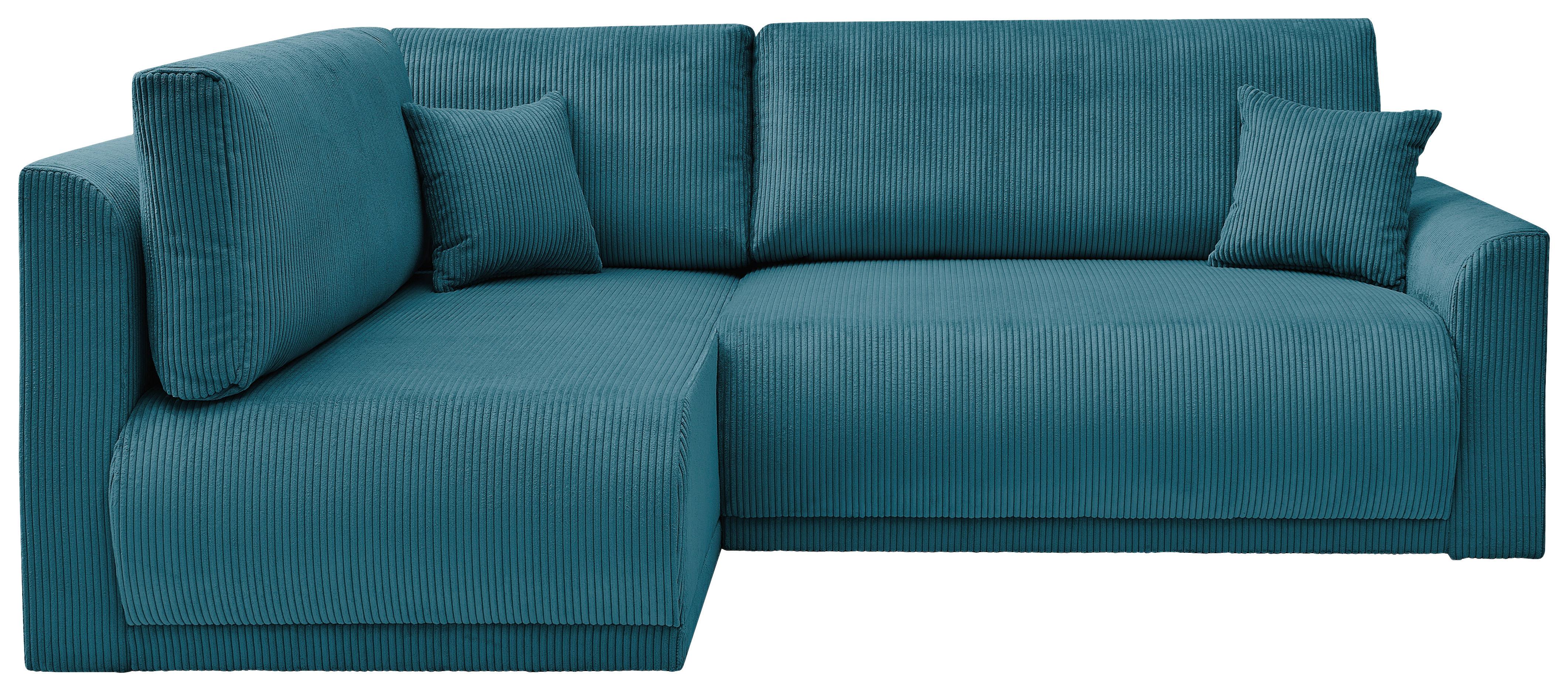 Rohová sedačka KIM L160, obojstranná, tyrkys. menčester - čierna/tyrkysová, Modern, drevo/textil (233/160cm)