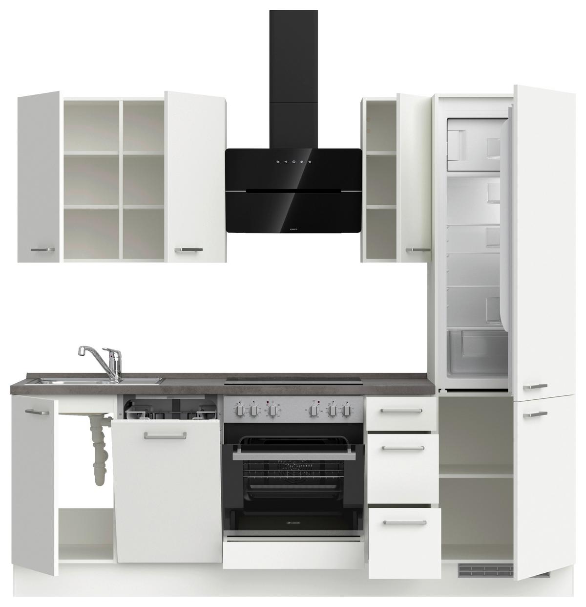 KÜCHENLEERBLOCK TOUCH HIGH - LINE, H2 RECHTS - Weiß/Grau, MODERN, Holzwerkstoff (240cm) - Nobilia