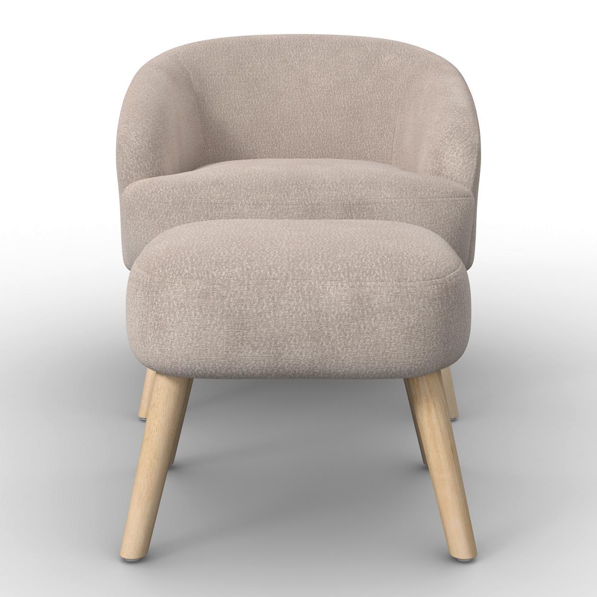 Relaxační křeslo SONJA, krémová žinylka, max.140 kg - krémová/přírodní barvy, Moderní, dřevo/textil (71/69/68cm) - Bessagi Home