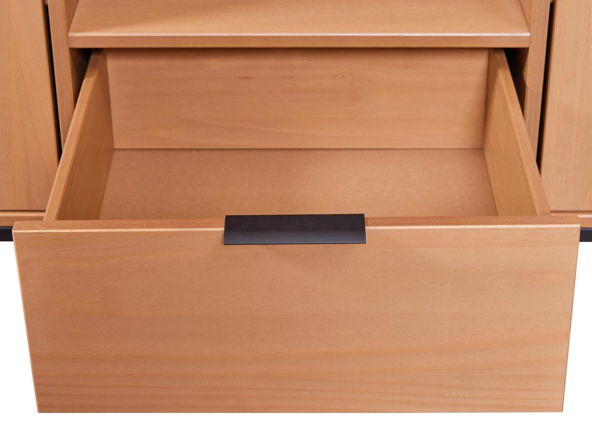 Tv-lowboard Vivo B: 150 Cm Kiefer Massiv/eichefarben - Eichefarben/Schwarz, Design, Holz (150/70/45cm) - Livetastic