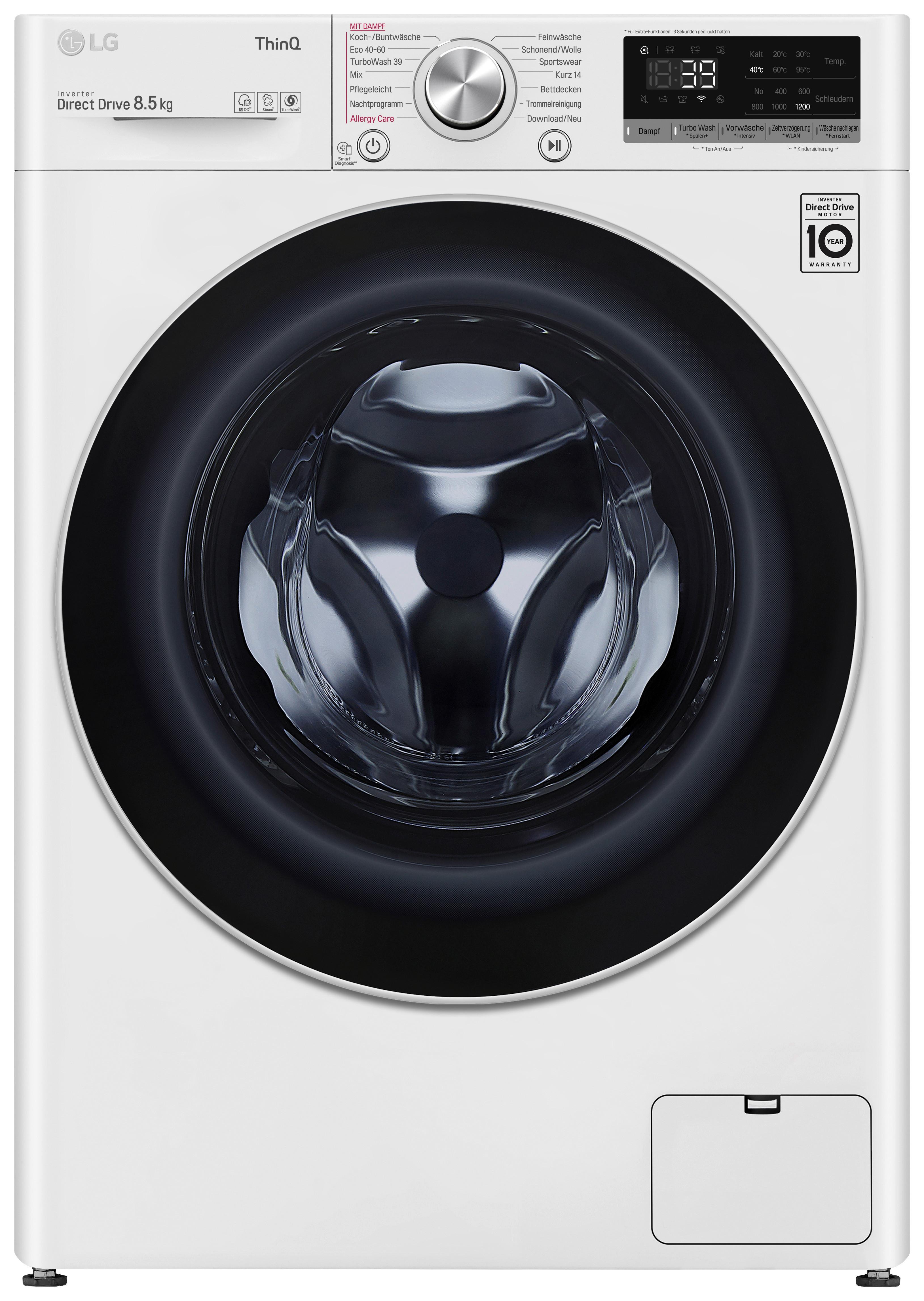 Waschmaschine LG F2 V7 Slim8e 8,5 Kg 1200 U/Min Auquastop - Weiß, Basics, Glas/Kunststoff (60/85/47,5cm) - LG