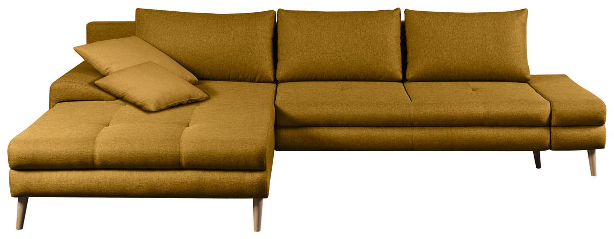 Ecksofa Mit Schlaffunktion Floby Stauraum Gelb - Gelb/Erlefarben, Trend, Textil (313/215cm) - MID.YOU
