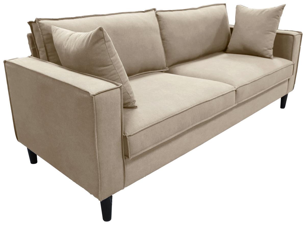3-Sitzer-Sofa Beluna Beige B: 198,5 cm - Beige/Schwarz, Basics, Textil (198,5/84/83cm) - P & B
