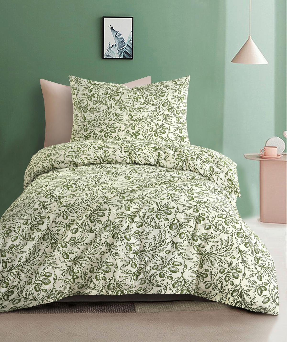 BETTWÄSCHE OLIVES - Weiß/Grün, MODERN, Textil - Luca Bessoni