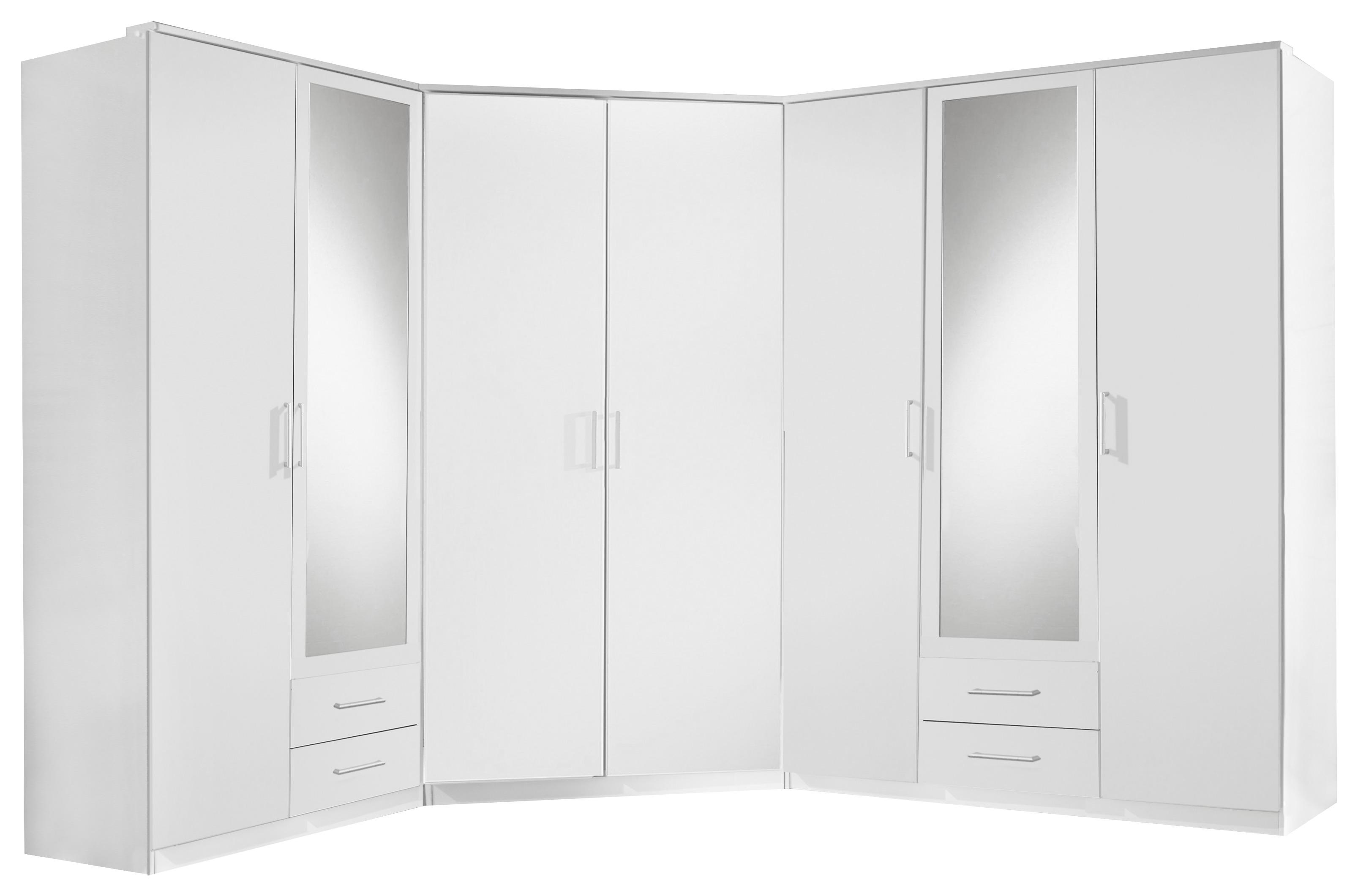 Rohová Šatní Skříň Osaka Šíŕka 95 Cm - bílá/barvy hliníku, Konvenční, kompozitní dřevo/plast (95/198/95cm) - MID.YOU