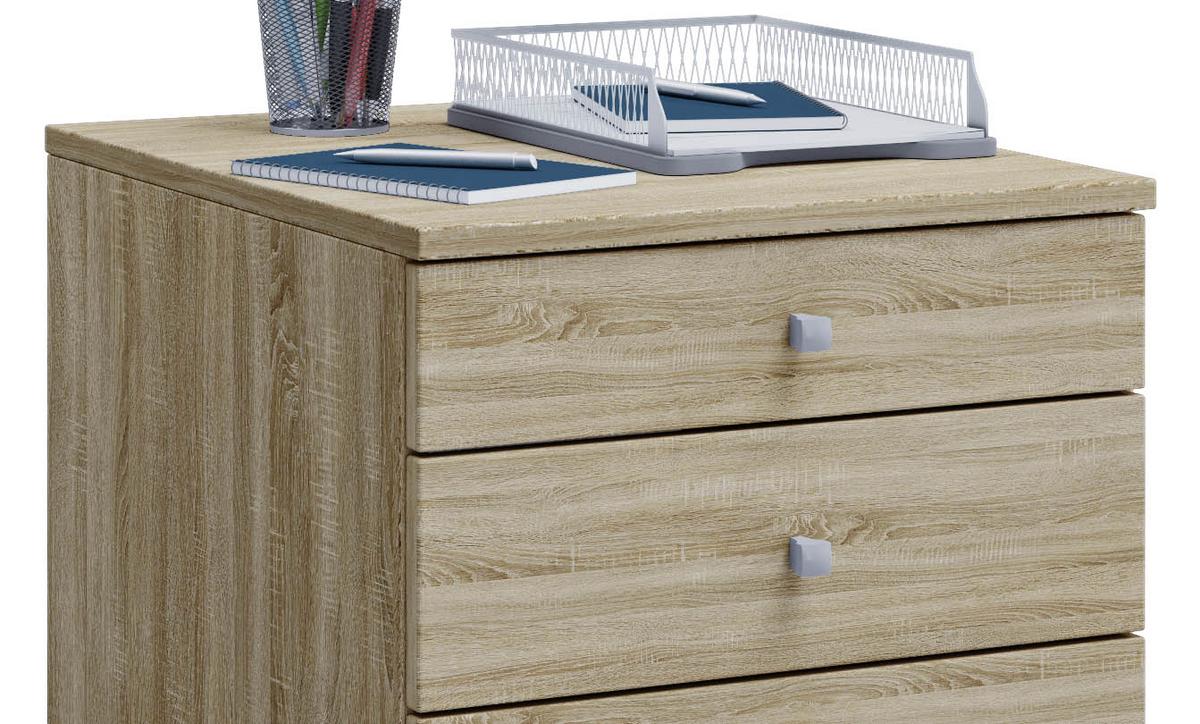 Rollcontainer Eiche Dekor Lona Mini 42x57x50 Cm - Sonoma Eiche, Basics, Holzwerkstoff/Kunststoff (42/57/50cm) - MID.YOU