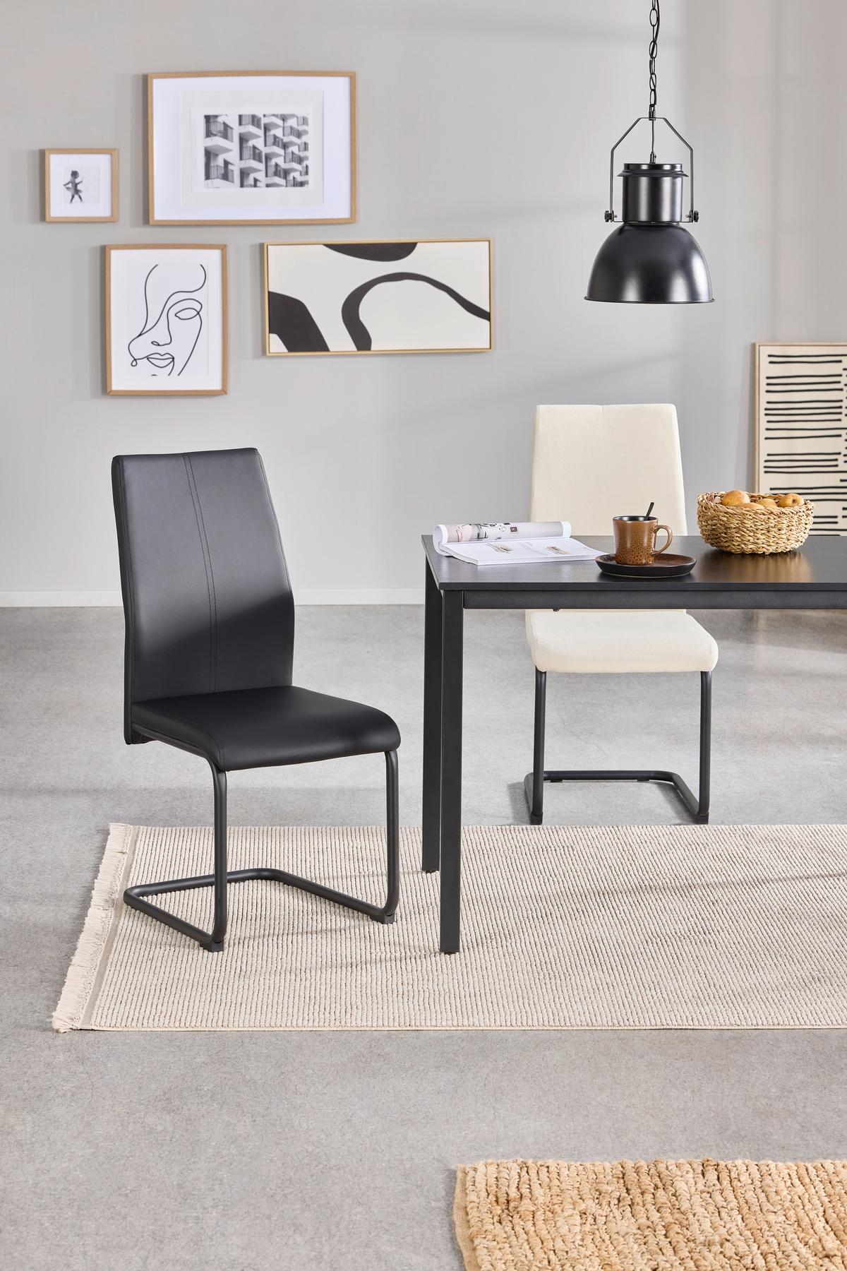 Schwingstuhl Anne Schwarz Lederlook - Schwarz, KONVENTIONELL, Textil/Metall (44/96/57cm)