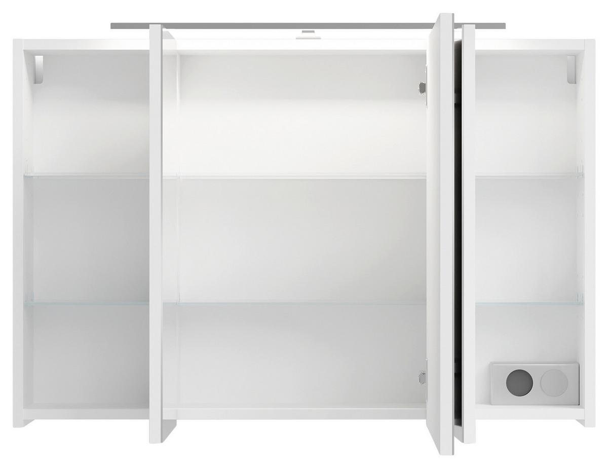 Spiegelschrank Spree Weiß B: 90 cm - Weiß, MODERN, Glas/Holzwerkstoff (90/60/20cm) - MID.YOU