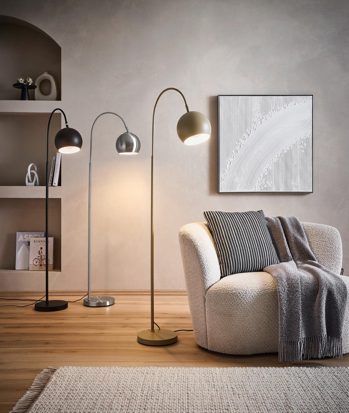 STOJACÍ LAMPA BENNO - černá/pískové barvy, Basics, kov/plast (46/25/150cm) - Globo