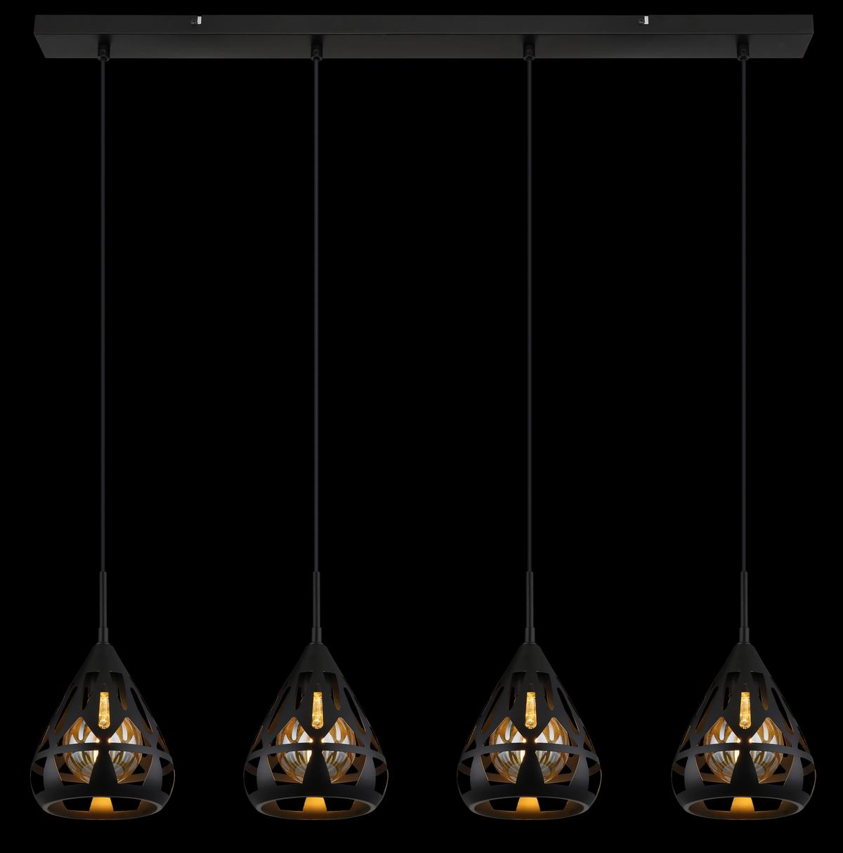 Hängeleuchte 15889-4h - Schwarz, Basics, Kunststoff/Metall (92/17/120cm) - Globo