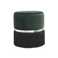 Taburet tmavě zelená - černá/barvy stříbra, Basics, kov/kompozitní dřevo (41/44,5/41cm)