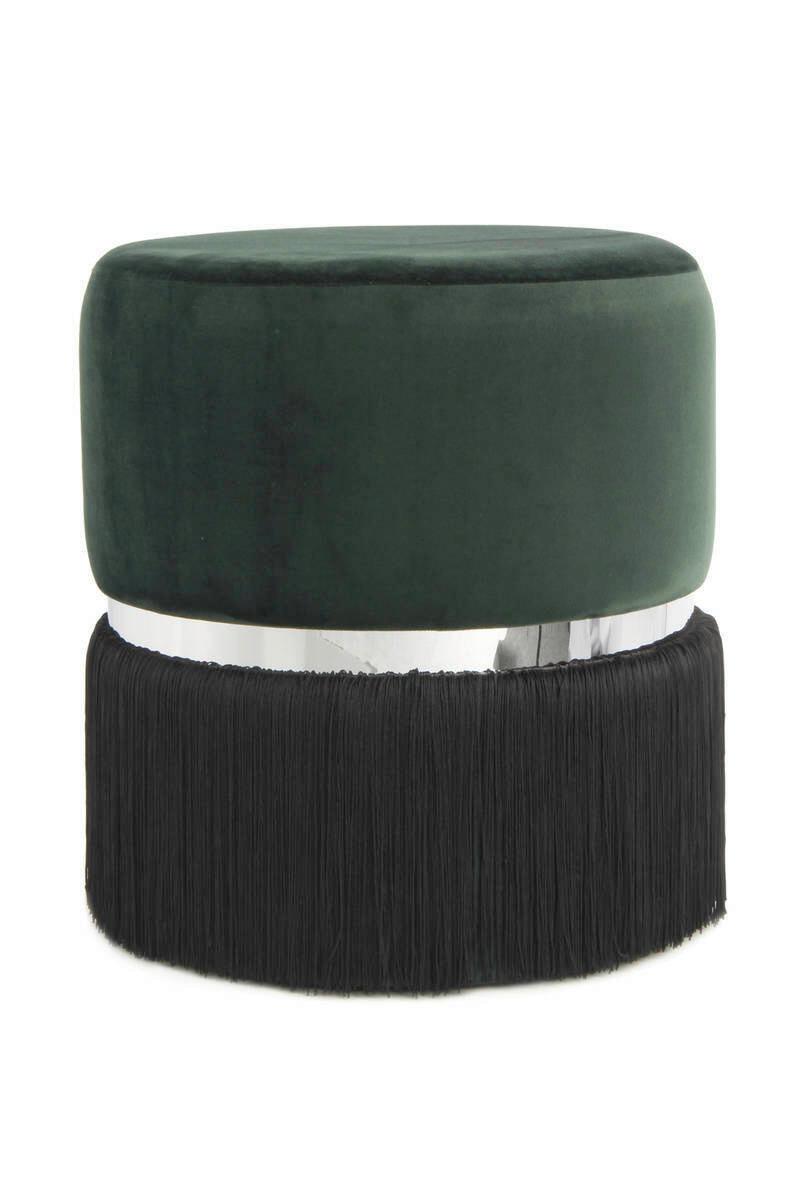 Hocker Pouf Edelstahl Silbern/ Schwarz/dunkelgrün H: 44,5 Cm