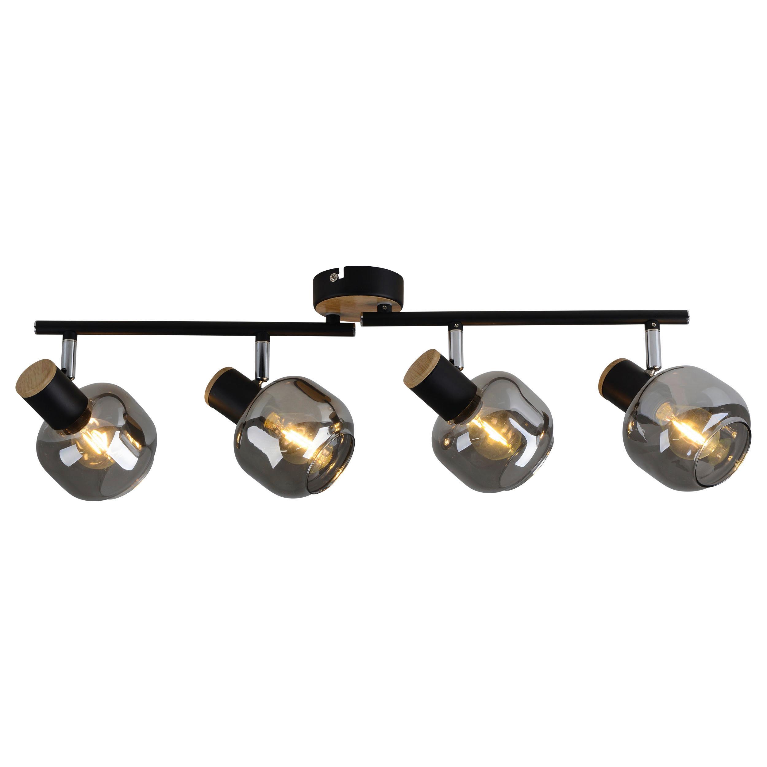 Deckenleuchte B: 58 cm verstellbare Spotlights - Schwarz, Design, Glas/Metall (58/16cm) - Näve