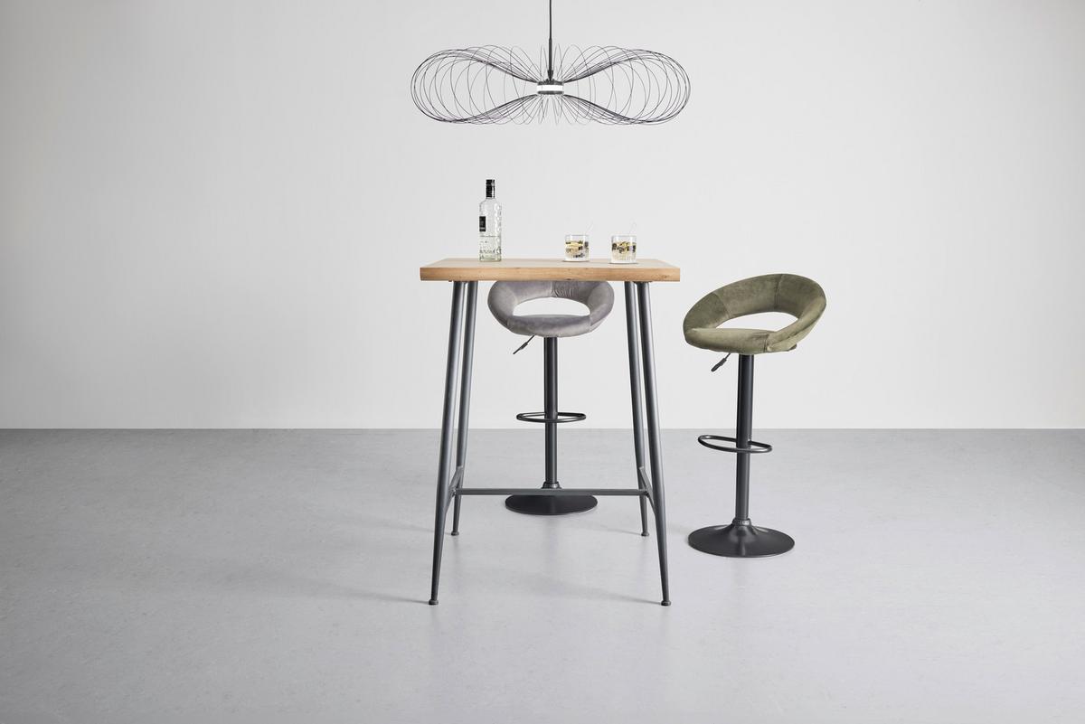 Barový stôl STUARD 80 dub Artisan - čierna/prírodná farba, Modern, kov/kompozitné drevo (80/108/80cm) - Mömax